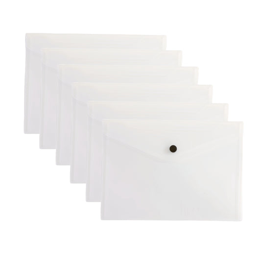 Pack of 20 Janrax A5 Clear Document Wallets - Button Stud Folder