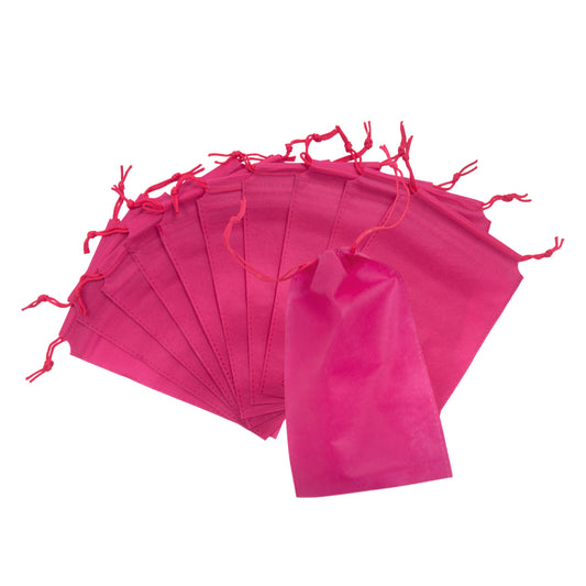 Pack of 100 Pink Coloured 25x16cm Non-Woven Drawstring Bags