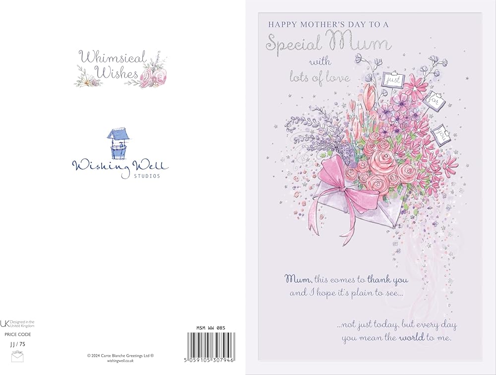 Envelope And Flowers Mum Stunning Mother's Day Card with Paper Insert