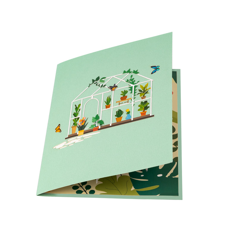 Blooming Haven Botanical 3D Greenhouse 3D Pop Up Greeting Card