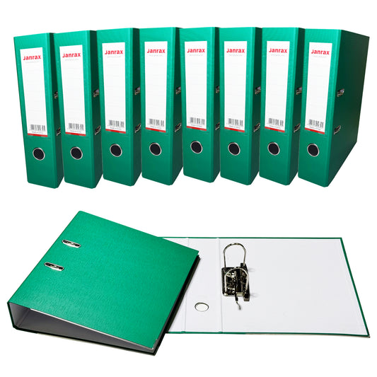 Pack of 5 A4 Green Paperbacked Lever Arch Files by Janrax