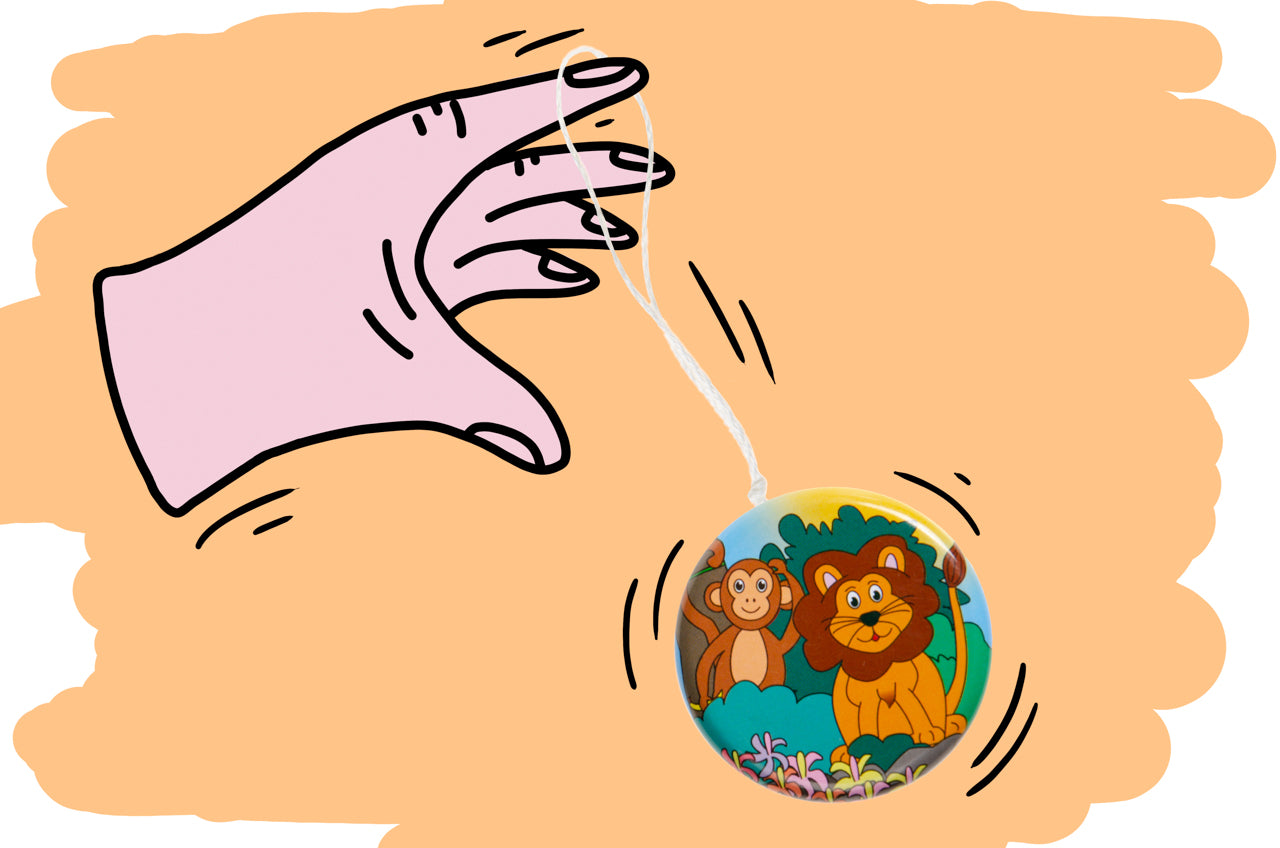 Pack of 24 Metal Yo-Yo Wild Animals Return Tops