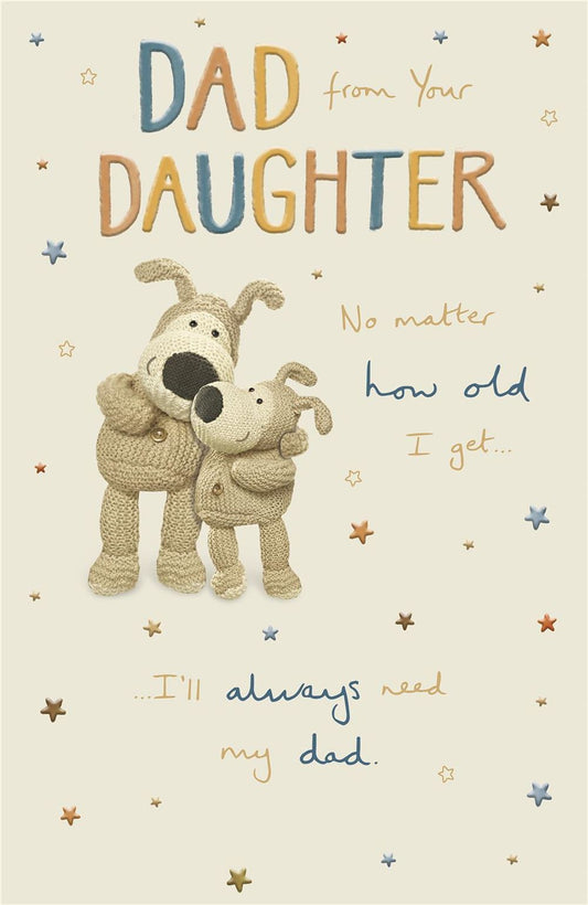 Big Boofle and Little with Arms Around Each Other Dad from Daughter Father's Day Card