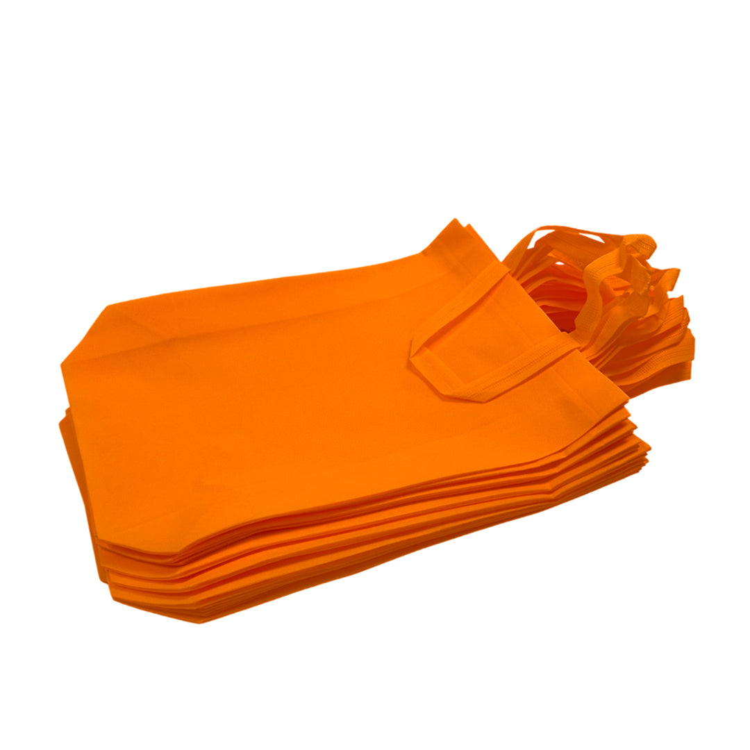Pack of 100 Orange Coloured 35x41x12cm Non-Woven Bags with Handle