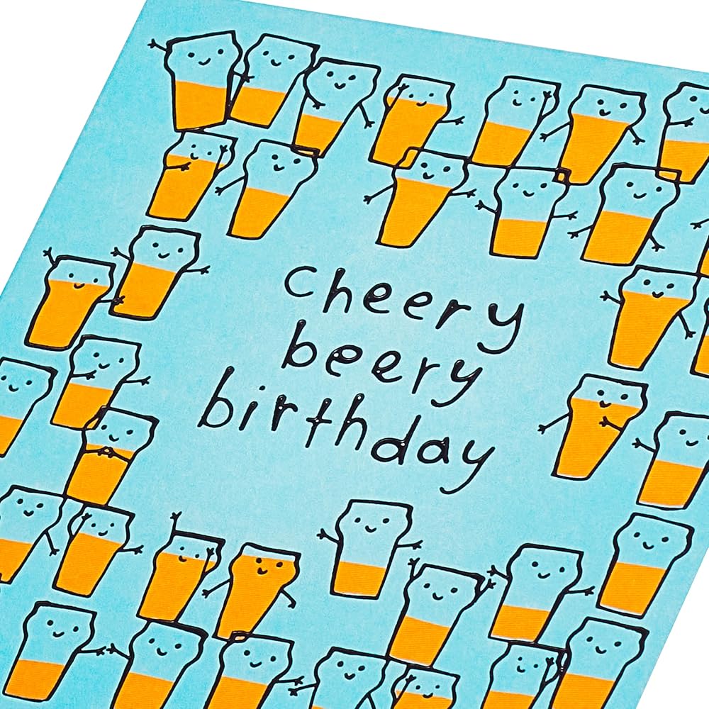 Benny Lots of Beer Glasses Cheering Design Birthday Card