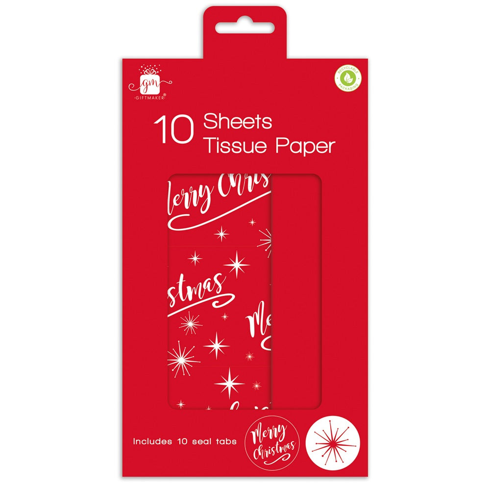 Pack of 10 Merry Christmas Tissue Papers