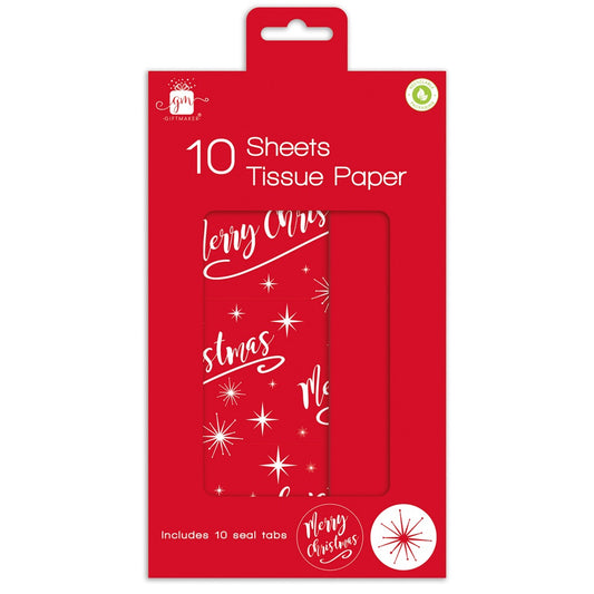Pack of 10 Merry Christmas Tissue Papers
