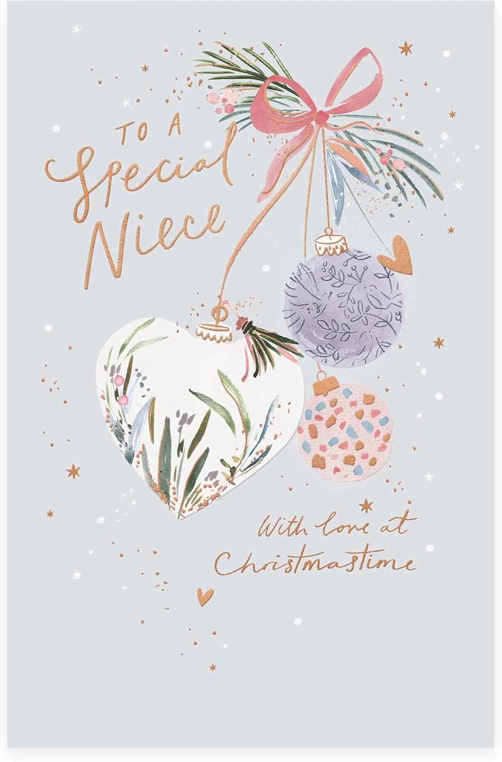 Heart Bauble Design Niece Christmas Card