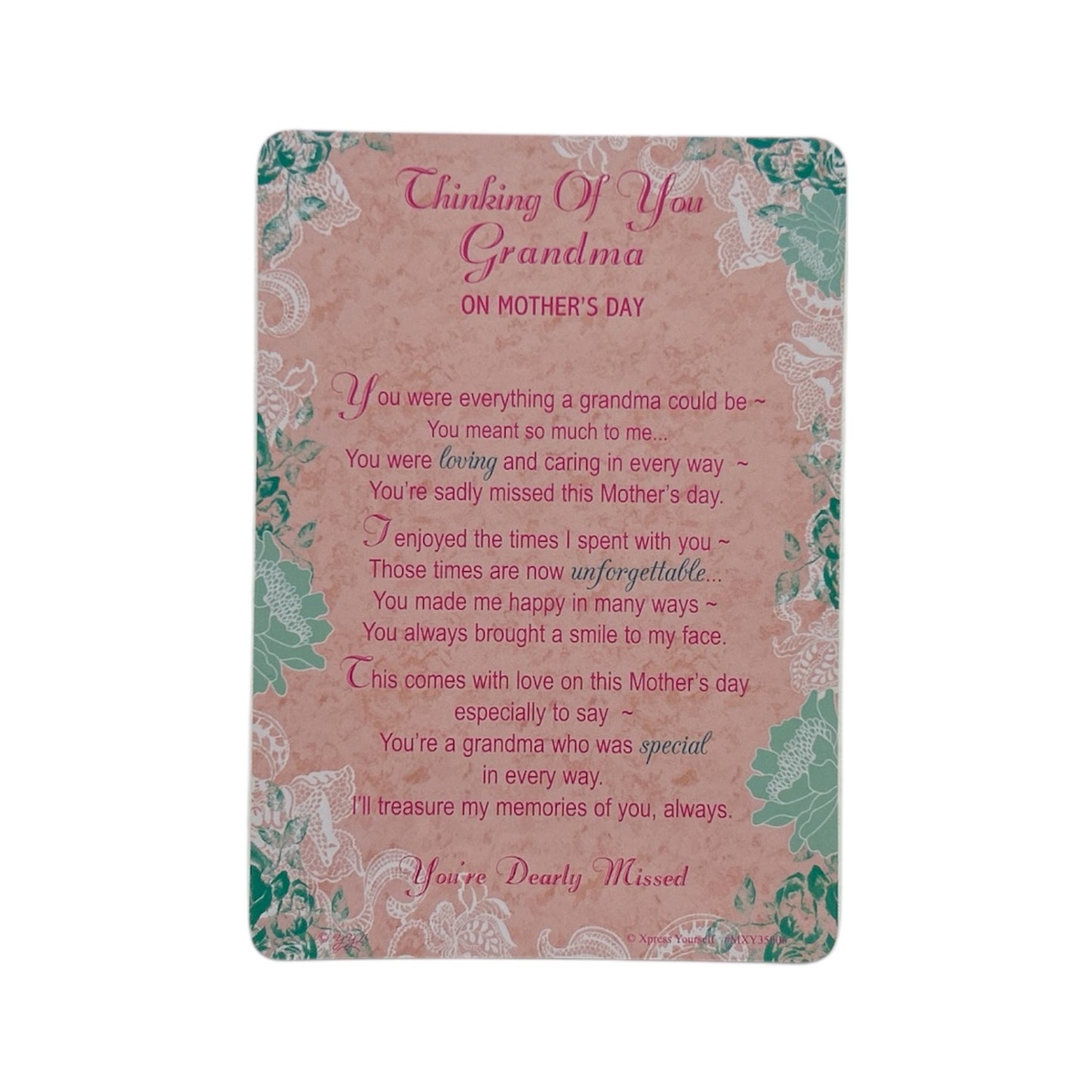Thinking Of You Grandma On Mother's Day Keepsake Graveside Card 