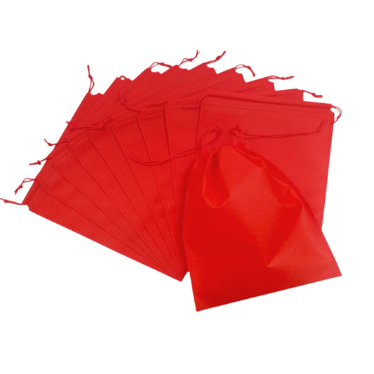 Pack of 100 Red Coloured 32x22cm Non-Woven Drawstring Bags