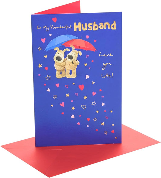 Boofles Under Umbrellas Husband Valentine's Day Card