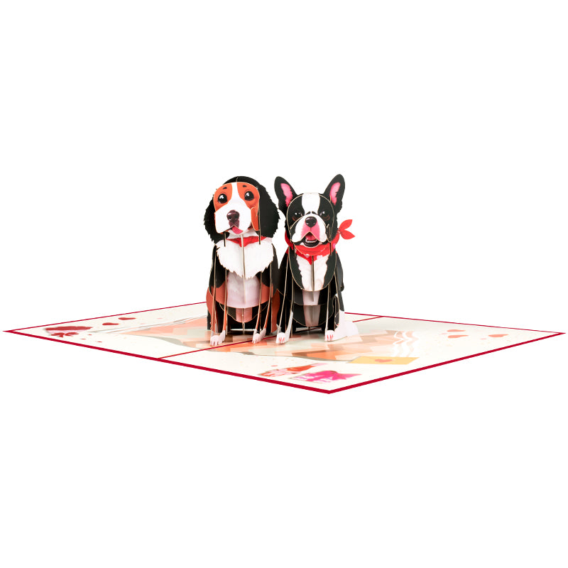 Two Puppy Dogs 3D Pop Up Greeting Card