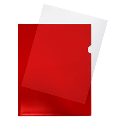 Pack of 25 A4 Red L Shaped Open Top and Side Report File Folders