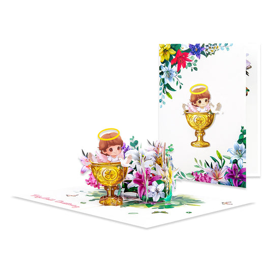 Blessed Beginnings Girl’s Baptism Pop Up Card