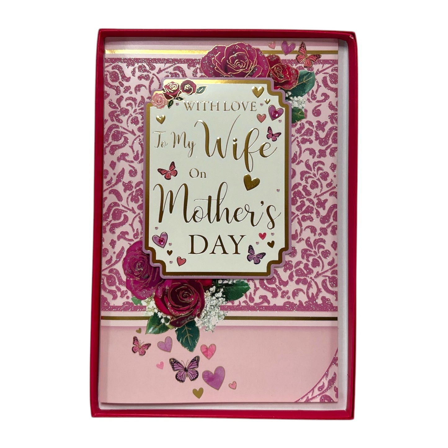 With Love to My Wife Rose Design Keepsake Mother's Day Boxed Card
