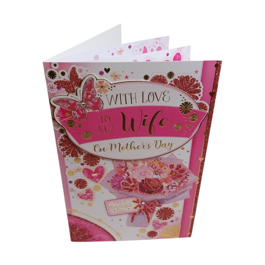 To My Wife Bouquet Of Pink Flowers Design Mother's Day Card