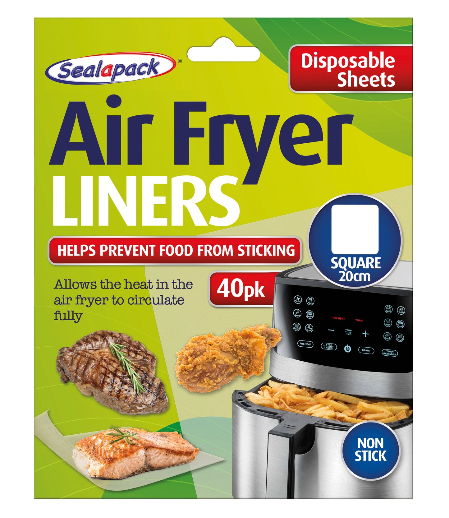 Pack of 40 Sheets Disposable Air Fryer Liner Square 20cm