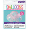 Pack of 5 16" Clear Latex Balloons with Pink Heart Confetti