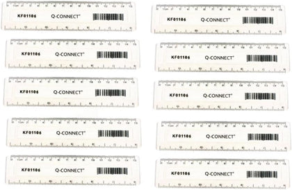 Pack of 10 Acrylic Shatter Resistant Clear Rulers 15cm 