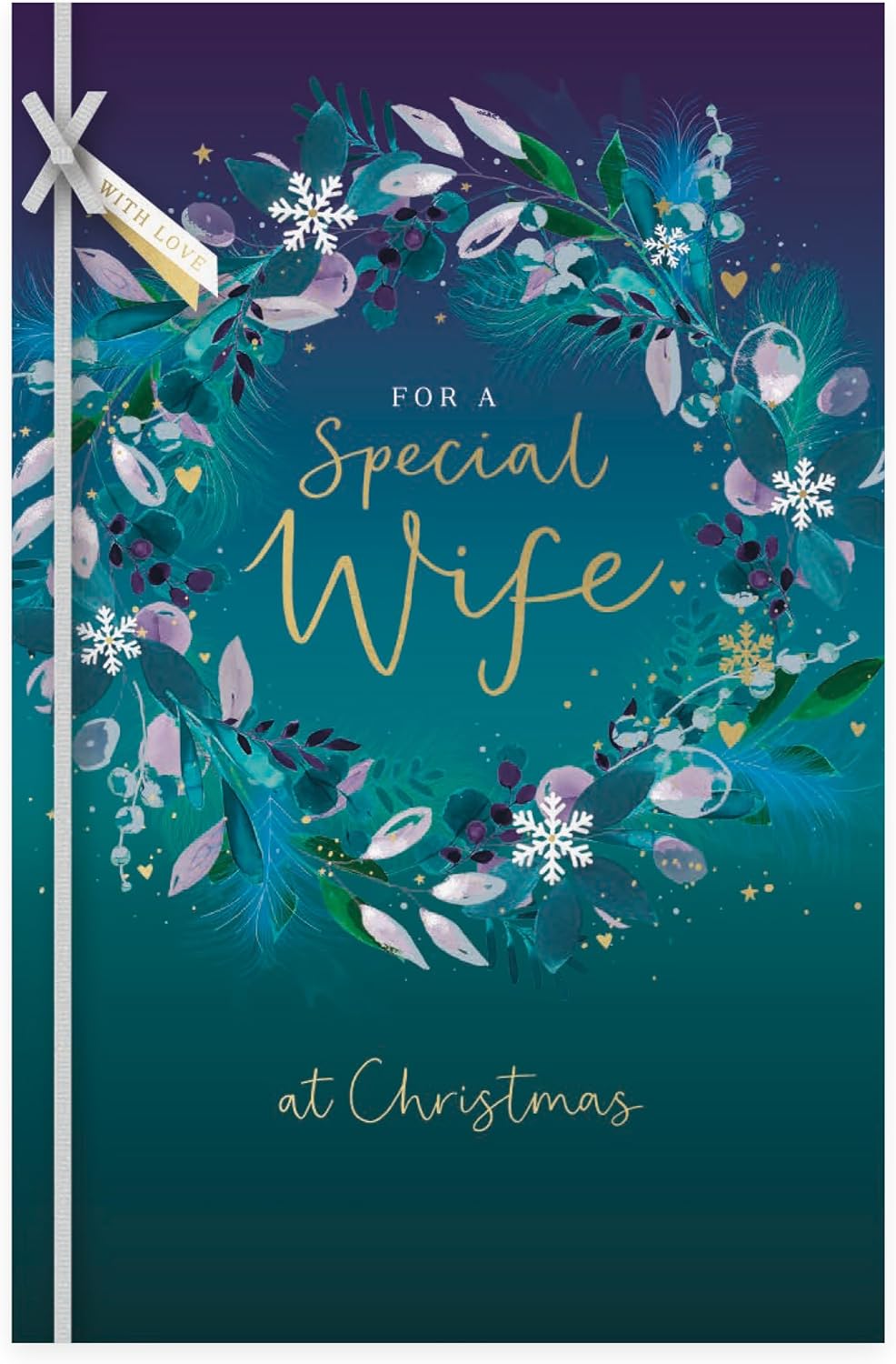 Wreath Ribbon Design Wife Christmas Card