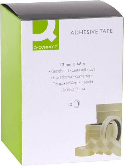 Pack of 12 Adhesive Sticky Tape 12mm x 66m