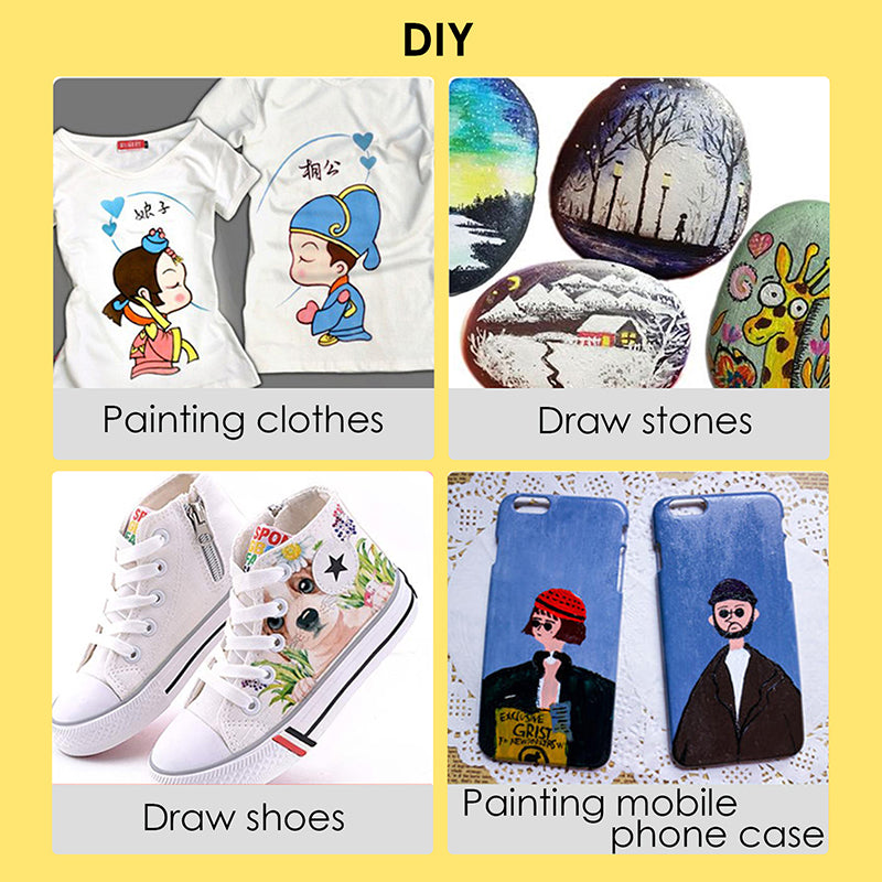 Pack of 12 Assorted Colour 60ml Acrylic Colour Paint Pots