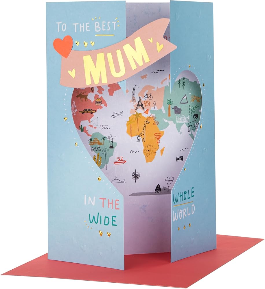 Map & Heart Design Mum Mother's Day Card