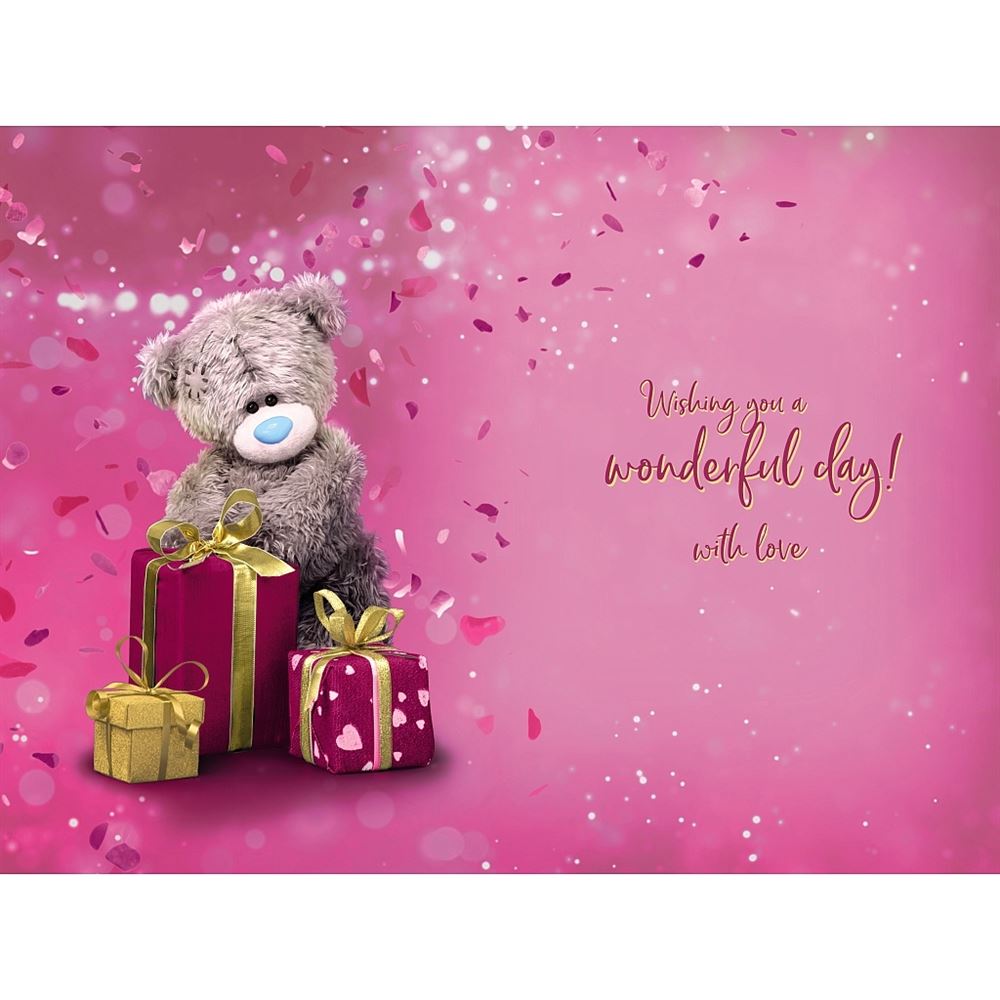 Bear Wiith Presents 3D Holographic 50th Birthday Card