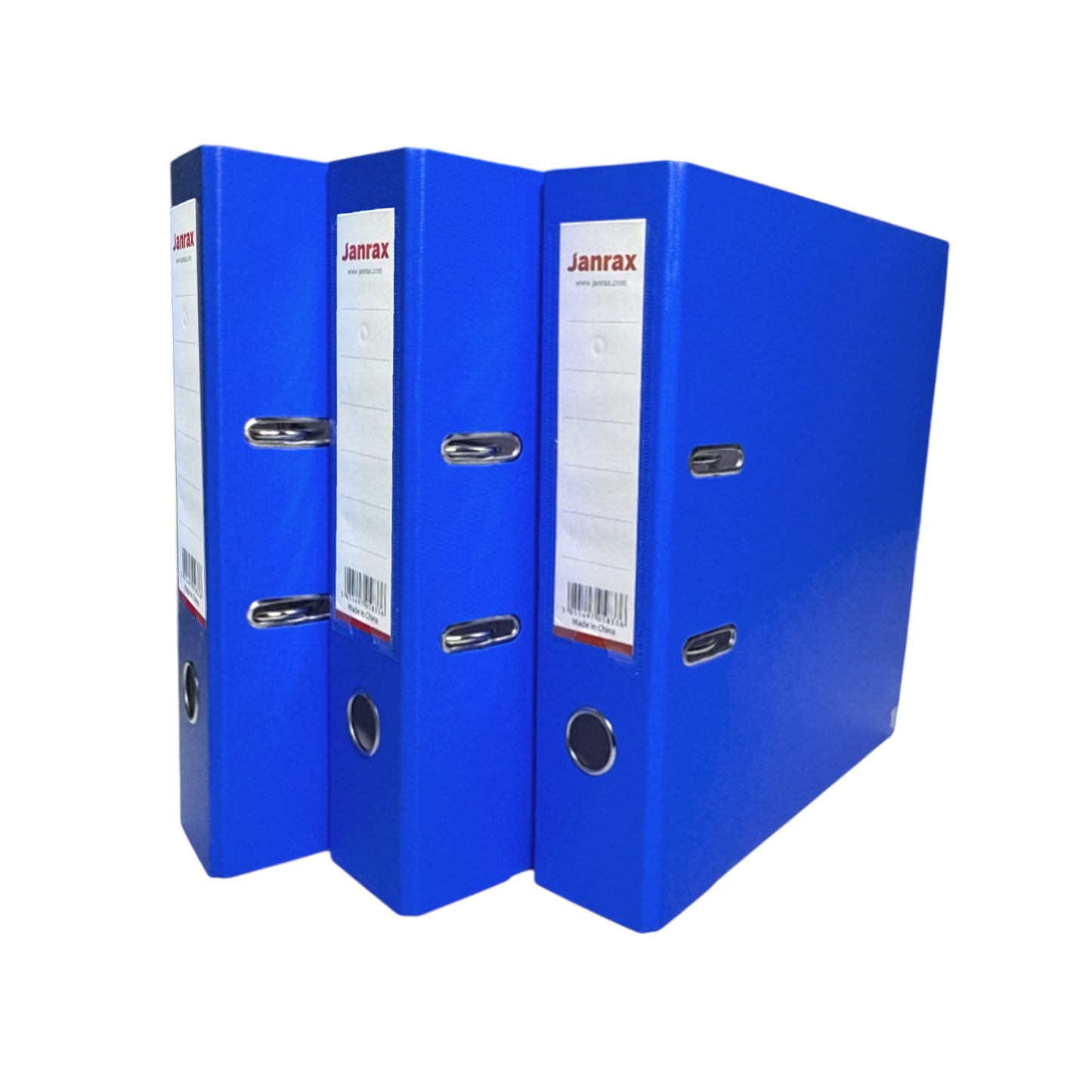 Pack of 3 A4 Blue Paperbacked Lever Arch Files by Janrax