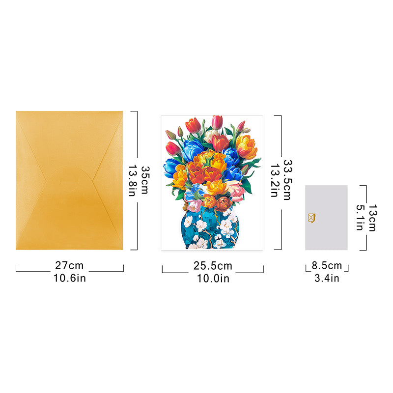 Tulip Harmony 3D Pop Up Vase Greeting Card