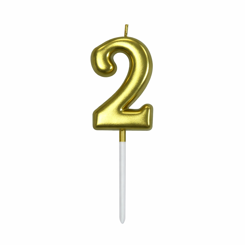 2 Number Gold Candle For Birthday Party - Cake Topper for Kids & Adults