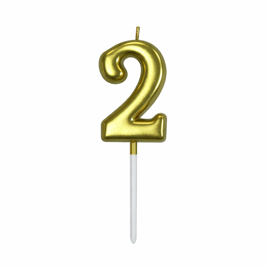 2 Number Gold Candle For Birthday Party - Cake Topper for Kids & Adults