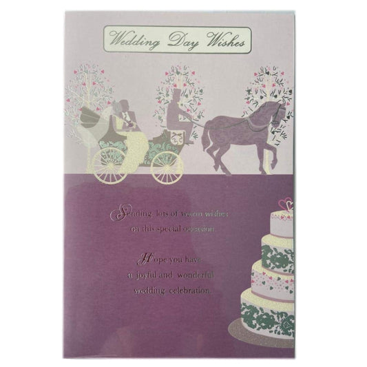 Wedding Day Wishes Sentimental Congratulation Card Cake and Horse