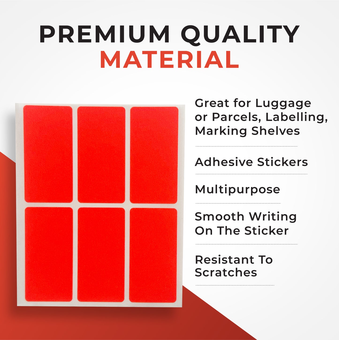 Pack of 48 White 25x50mm Rectangular Labels - Adhesive Stickers