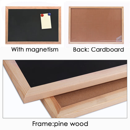 Wood Framed Magnetic Writing Black Board 20 x 30cm