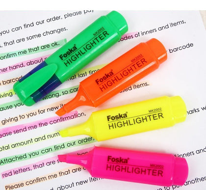 Pack of 10 Pink Coloured Highlighter Pens - Chisel Tip