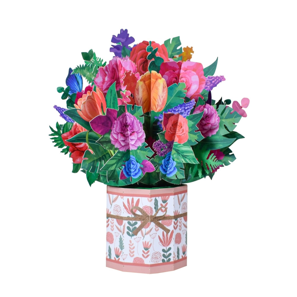 Vibrant Florals Bouquet Bliss 3D Pop-Up Greeting Card - Mother's Day Thank You Birthday