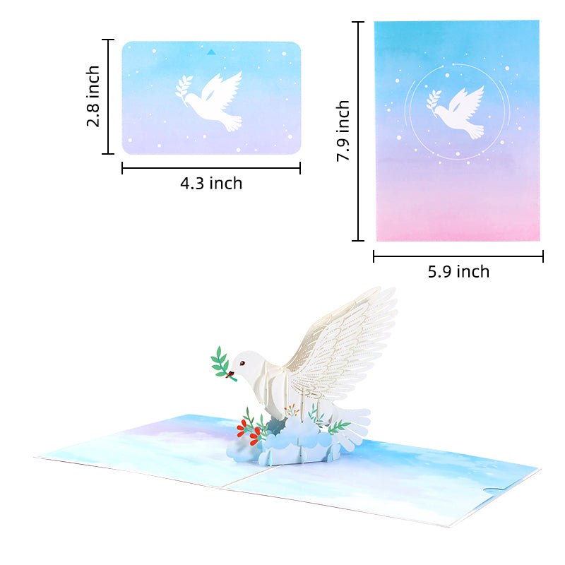Wings of Peace Dove 3D Pop Up Card - Thank You Sympathy 