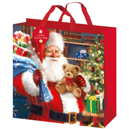 Pack of 6 Traditional Santa Design Square Pp Woven Christmas Gift Bags