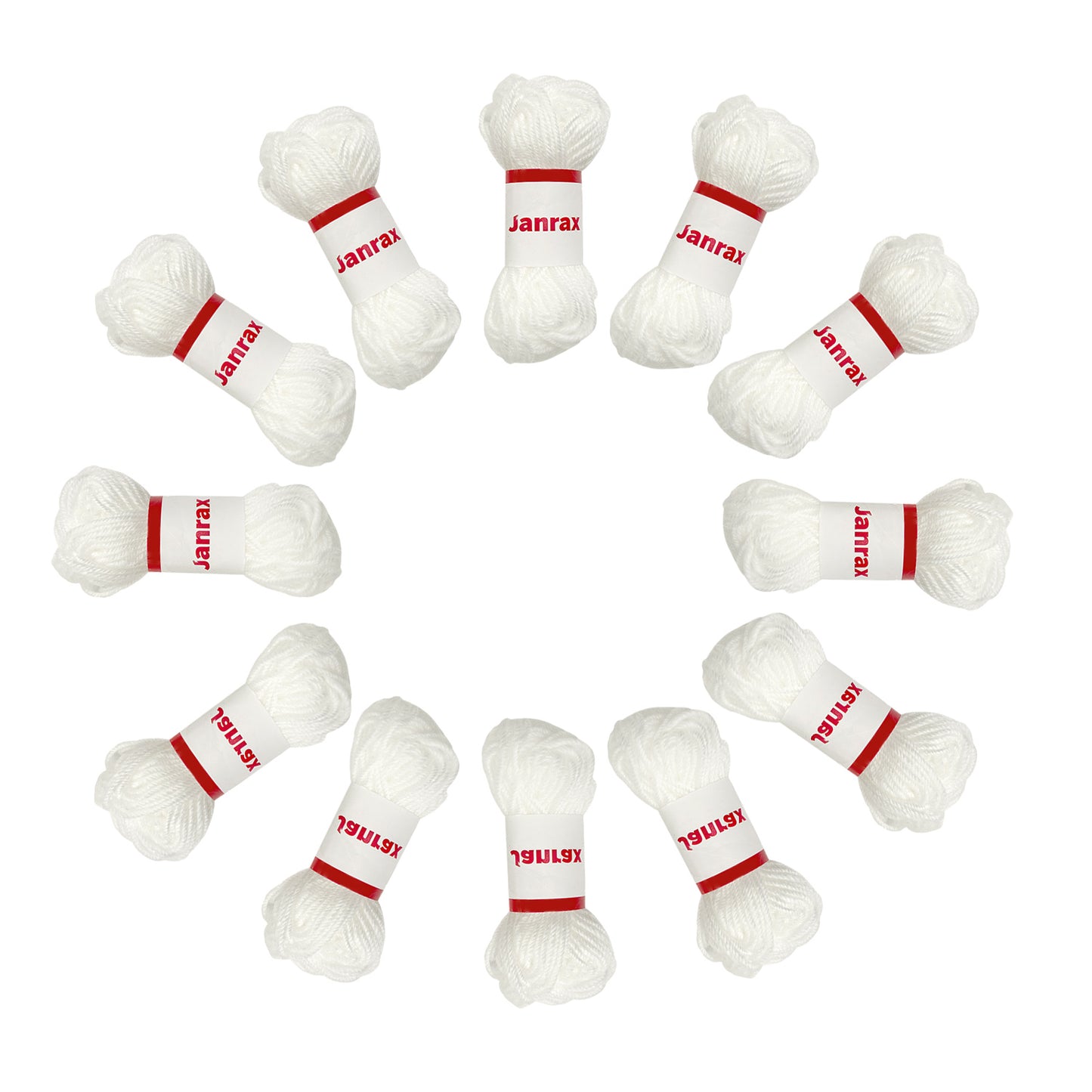 Pack of 5 White Acrylic Yarn Rolls – 10g each, 4 Strand 8 Ply Knitting Wool