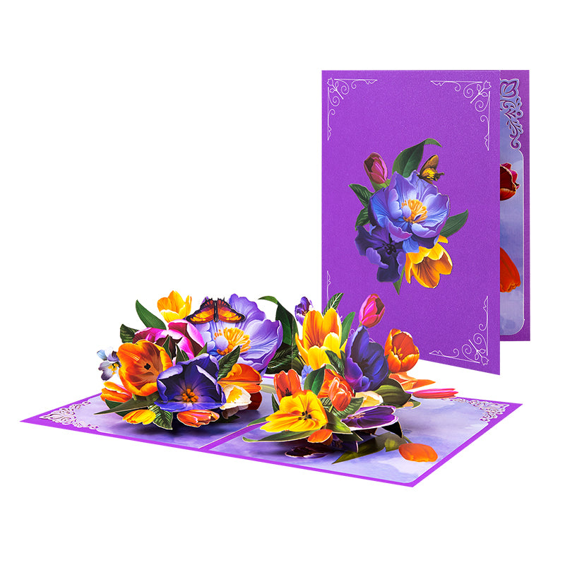 Joyful Blossoms Spring Bouquet 3D Pop Up Greeting Card