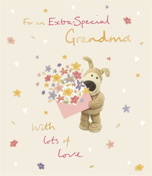 Boofle Holding Flowers Deisgn Grandma Mother's Day Card