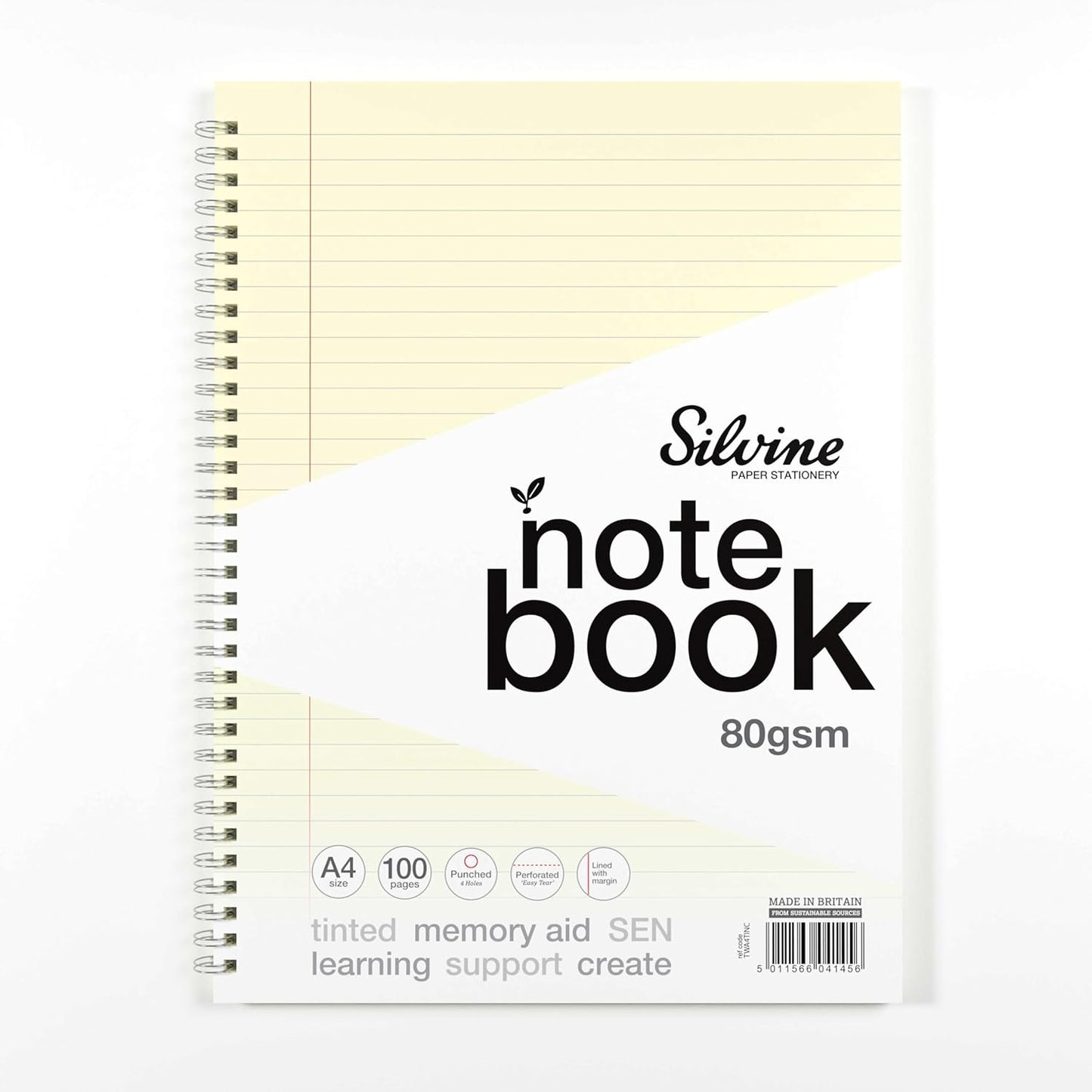 Pack of 3 A4+ 100 Pages Twin Wire SEN Cream Paper Dyslexia Notebooks - Lined with Margin