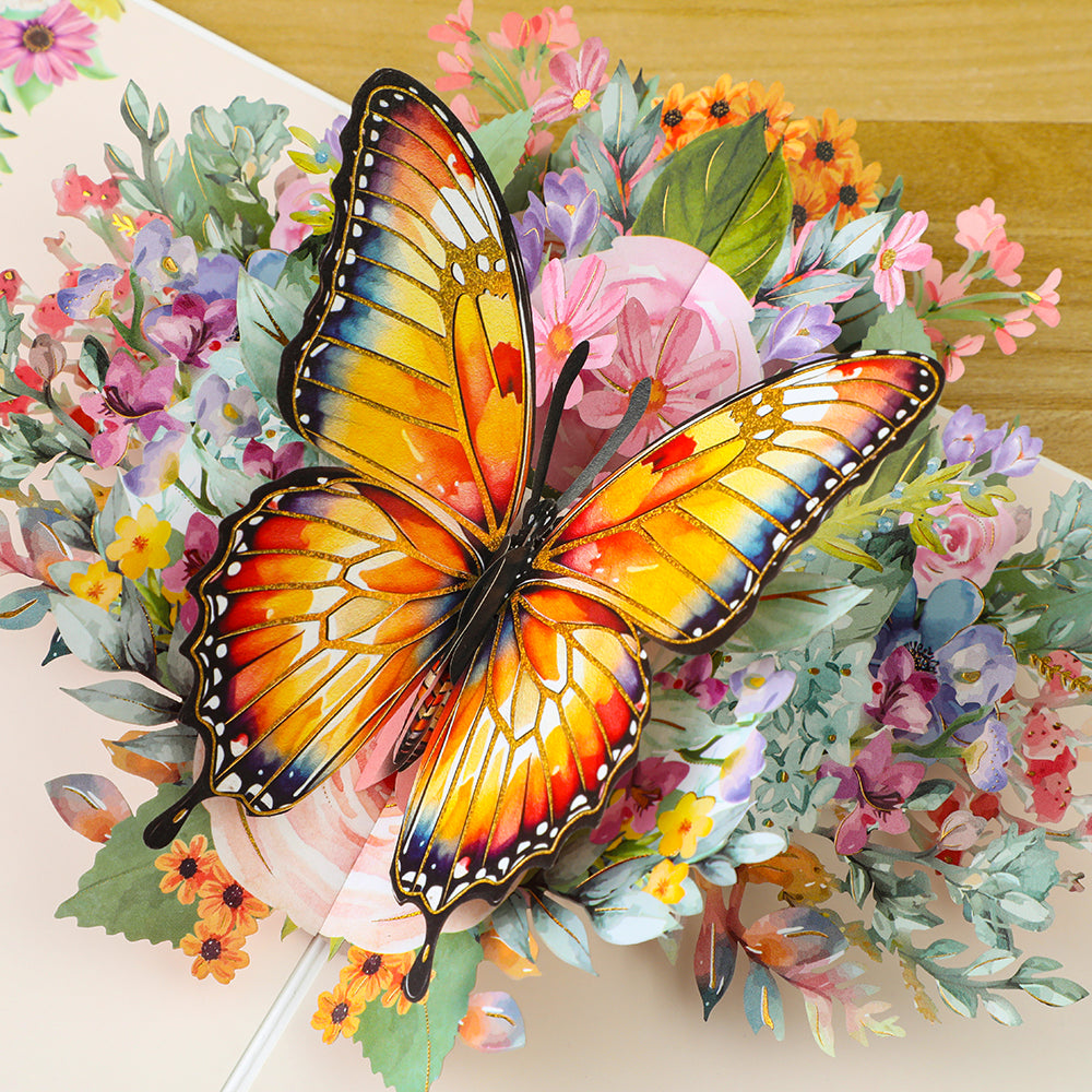 Sunset Glow Butterfly 3D Pop Up Greeting Card