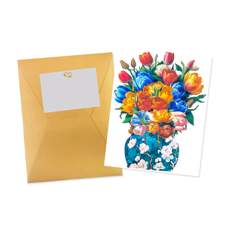 Tulip Harmony 3D Pop Up Vase Greeting Card