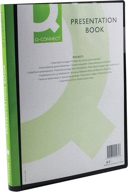 A4 Black 10 Pocket Q-Connect Presentation Display Book