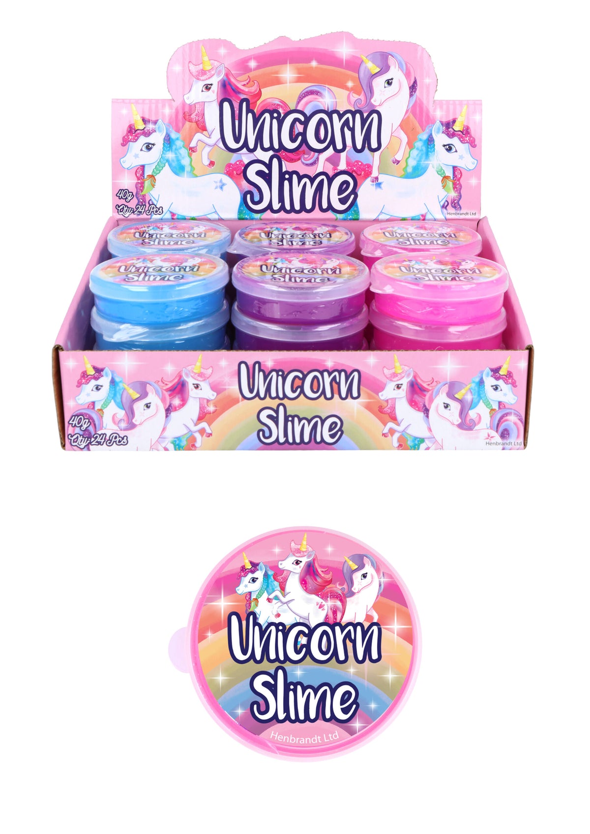 Pack of 12 Unicorn Slime Tubs - Pocket Money Toys Party Bag Filler