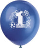Pack of 8 First Birthday Blue Balloons 12" Latex Balloons