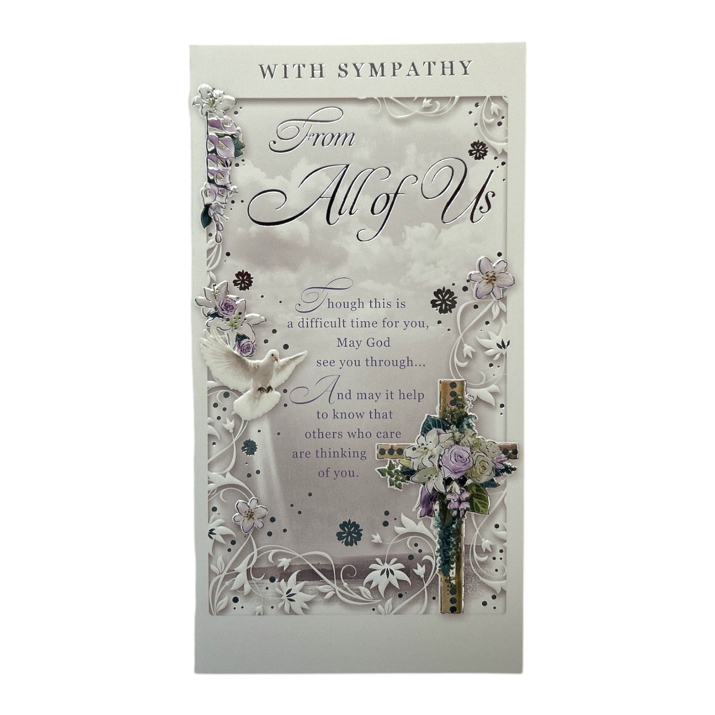 From All of Us Religious Cross Design Sympathy Opacity Card