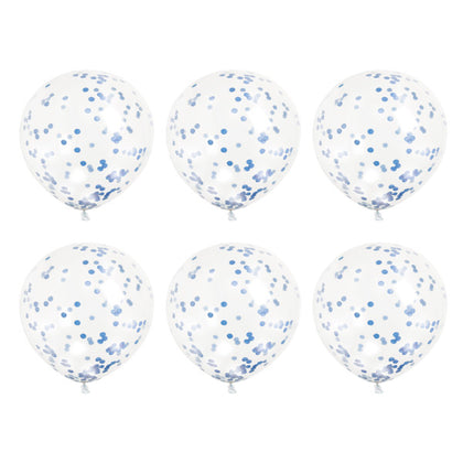 Pack of 6 Clear Latex Balloons with Royal Blue Confetti 12